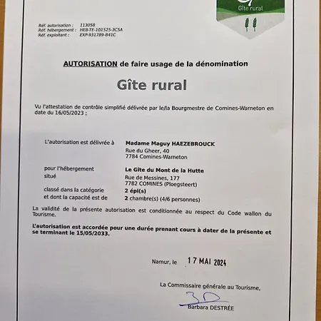 Le Du Mont De La Hutte * Ploegsteert